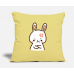 Kawaii Baby White Bunny Being Angry Washed Yellow Pillow